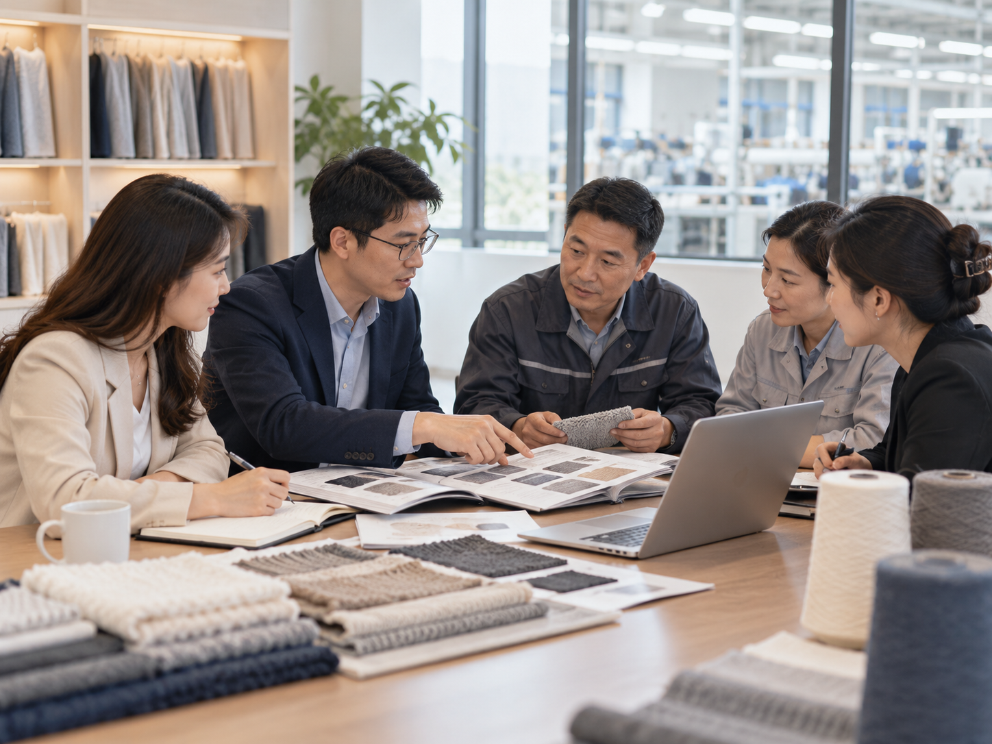 团队与企业访谈现场 · Team working with manufacturers